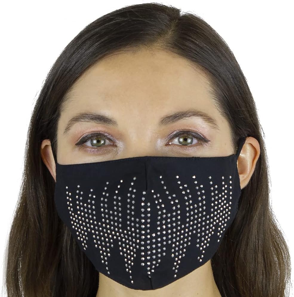 Jessica Mcclintock 2 Face Masks per Pack 1 Solid (Black) 1 Stone (Black) : Clothing, Shoes & Jewelry