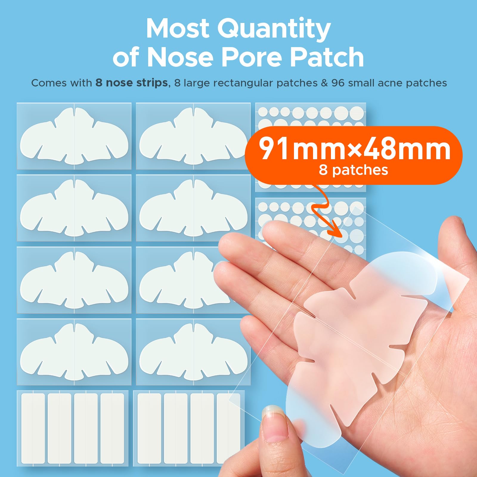 TKTK Hydrocolloid Nose Patches, XL Nose Pore Strips 91 x 48 mm - Image 2