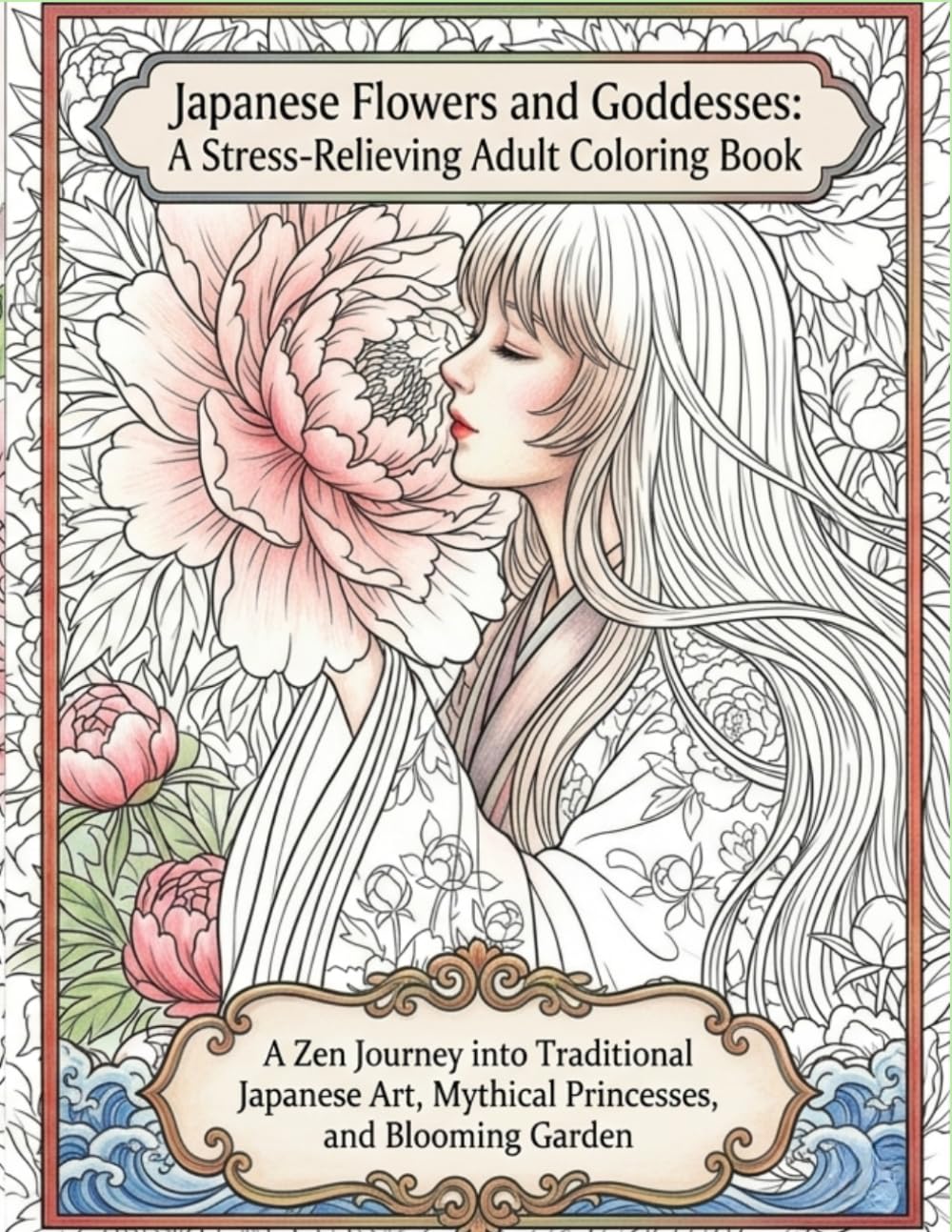 Japanese Flowers and Goddesses: A Stress-Relieving Adult Coloring: A Zen Journey into Traditional Japanese Art, Mythical Princesses, and Blooming ... no Akari: Japanese Gods Coloring Book Series)