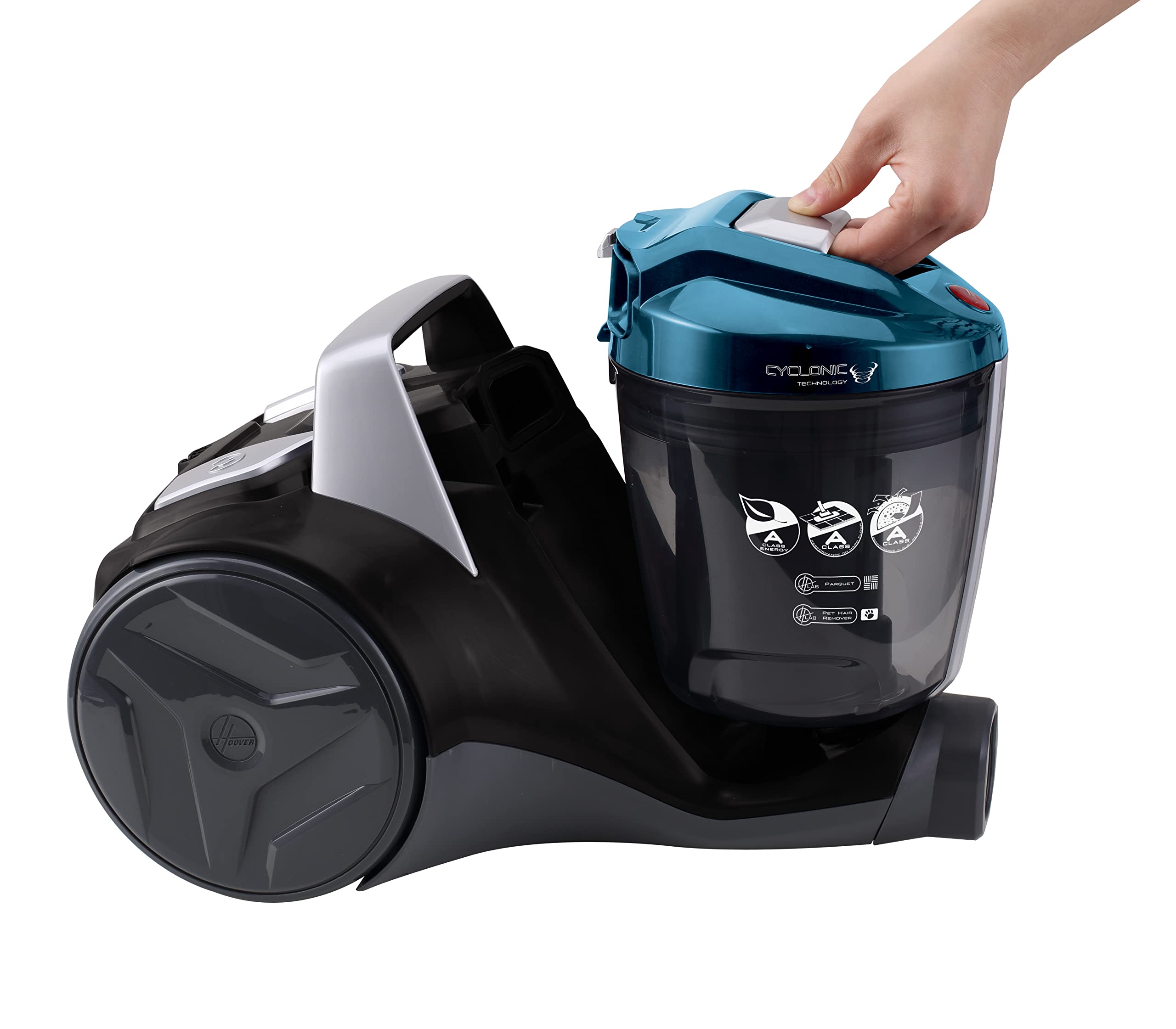 Hoover BR31PET - Aspirador de Trineo sin Bolsa, Potente 700 W, tecnología ciclónica, 2L, Vaciado fácil y rápido, Cepillo Combinado para Suelos Duros y moquetas, turbocepillo Especial para Animales,