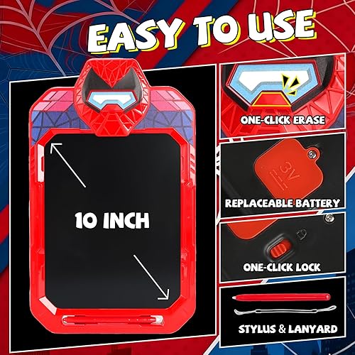 Miniatura 3 de Tablet de Escritura LCD para Niños de 10 Pulgadas, Tablero de Dibujo de Héroe Araña para Niños de 3, 4, 5, 6, 7, Almohadilla de Dibujo con Cordón,