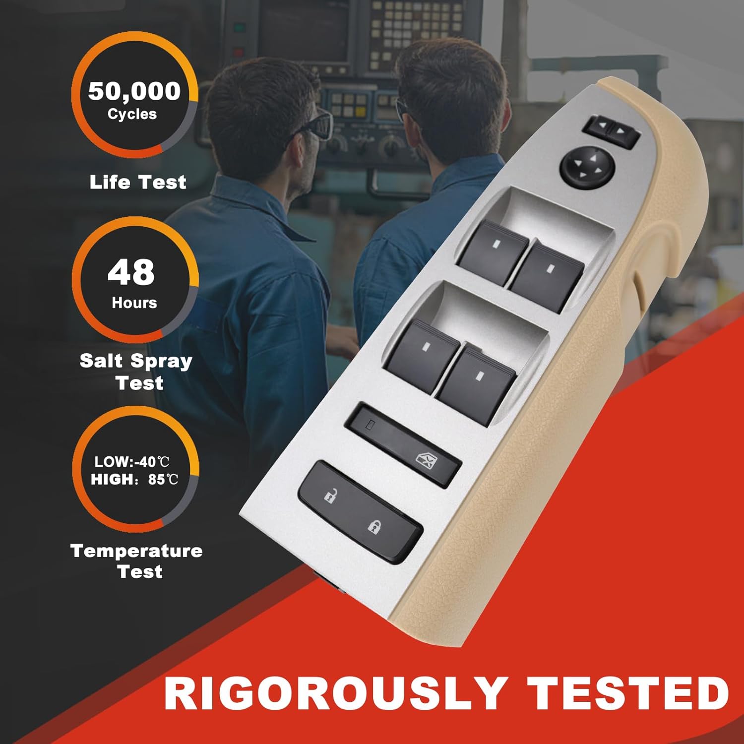 22968506 Master Power Window Switch Compatible with Chevy Silverado GMC Sierra 1500 2500 3500 2010-2013 Without Power Folding Mirrors (Beige)