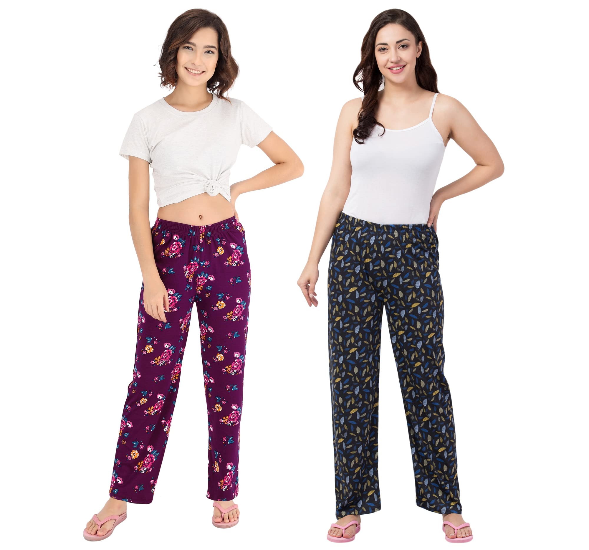Womens Night Wear Cotton Pyjama/Women's Lounge Pants/Night Pants for Women Combo Pack (Prints and Colours May Vary)-image-9