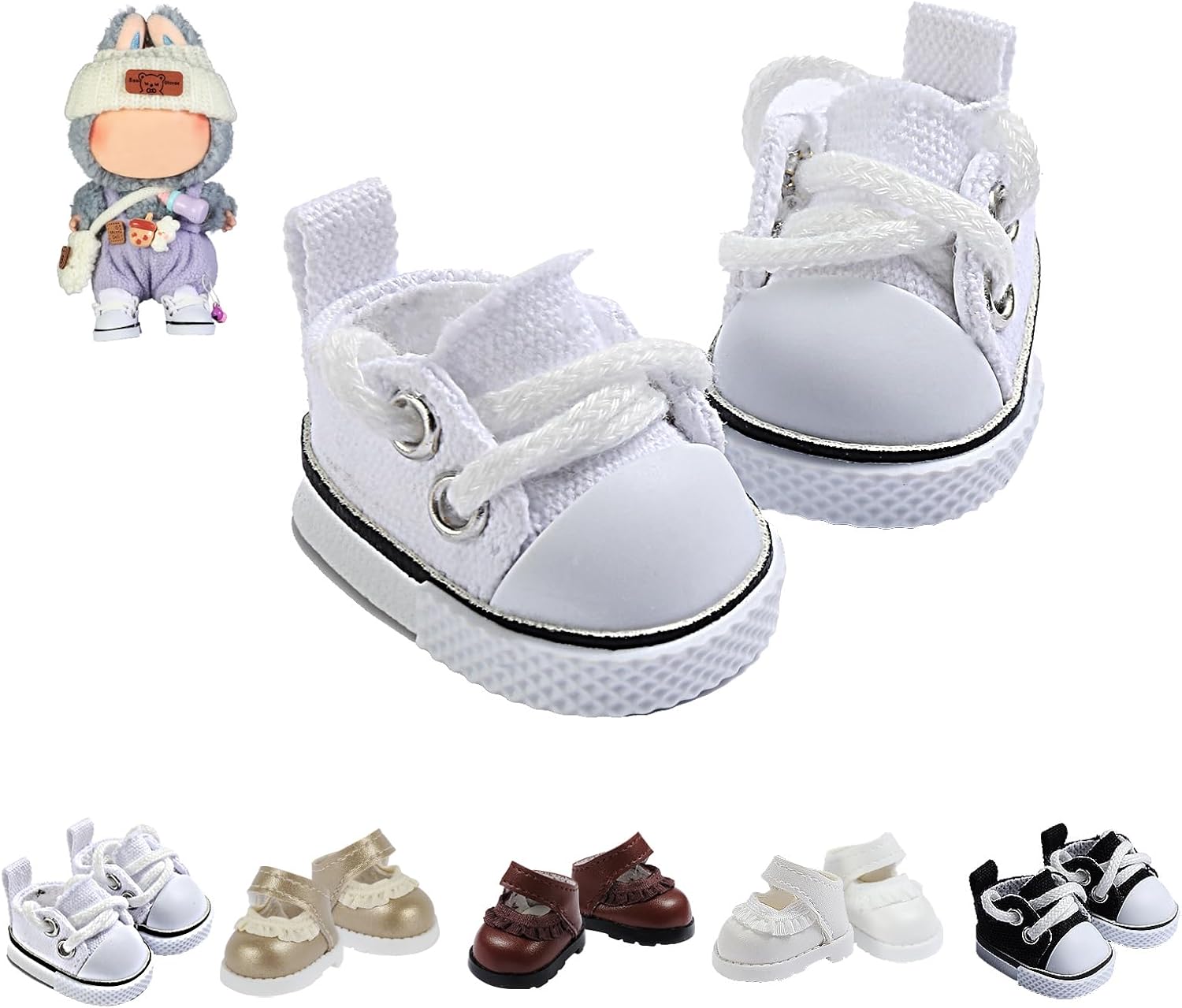 Premium Doll Shoes for Lububu, Cute Doll Shoes for 4-7in Dolls, Ideal for Lububu Outfits(Purple Clog Shoes)