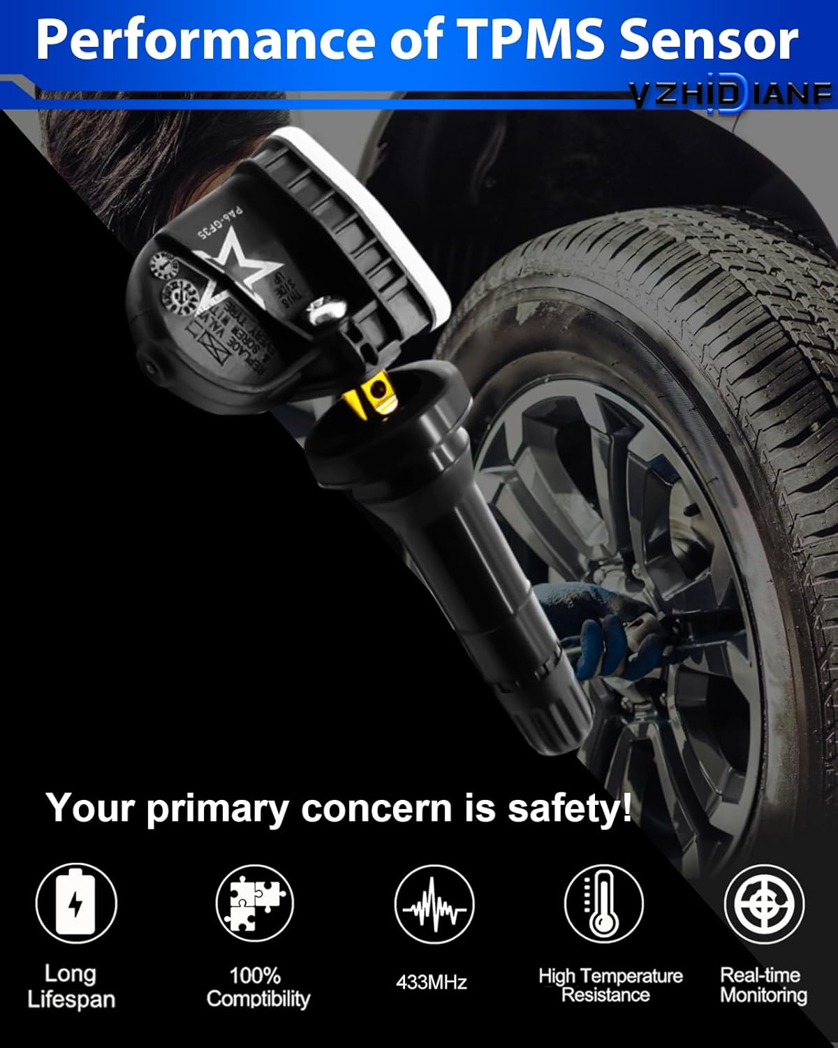 Pre-Programed 13598771 Tire Pressure Sensor for:-GMC Terrain Yukon for:-Buick Verano 2012-2017 for:-Chevrolet Avalanche 2007-2013 Caprice Cruze Equinox Impala, TPMS Sensor 315MHz (4)
