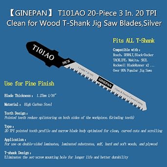Jigsaw Blades T Shank 20PCS T101AO with Storage Case