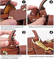 Vista 5 de Transformación de bolsa para correas Longchamp sin perforaciones, correa de hombro ancha de cuero real, correa cruzada, accesorios para bolso