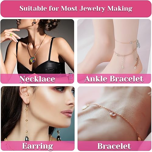 Miniatura 7 de selizo Cadenas para hacer joyas, cadenas de 60 pies para collar con alicates, anillos abiertos y cierres de langosta para hacer joyas, collares,