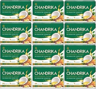 Chandrika Ayurvedic Soap 2.62-Ounce Unit (Pack of 12)