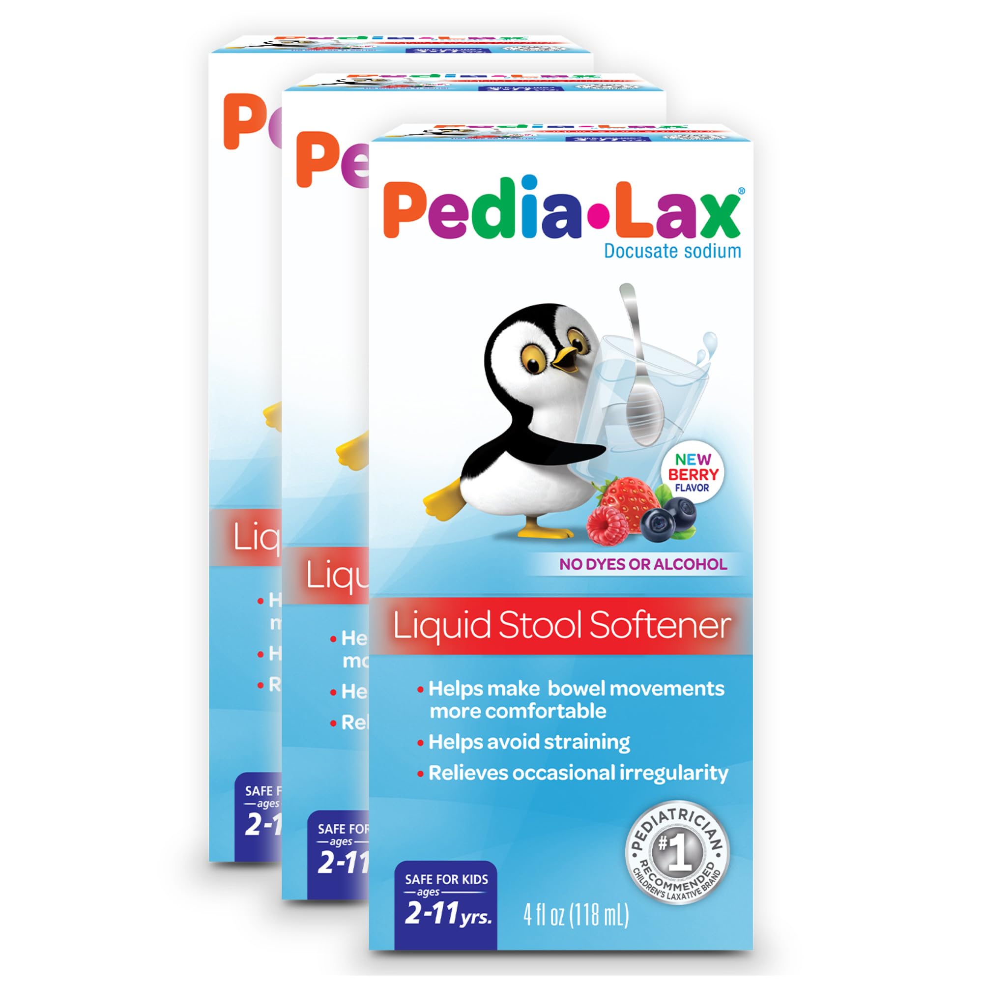 Photo 1 of *12/2027* Pedia-Lax Liquid Stool Softener for Kids, Gentle and Gradual Constipation Relief for Children Ages 2-11, Berry Flavor, 4 Fl Oz