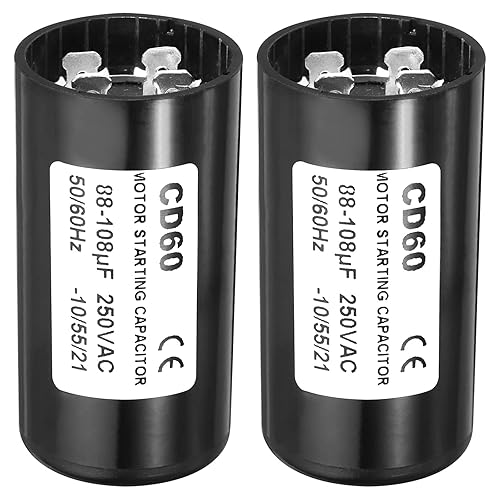 PATIKIL Condensador de arranque del motor, paquete de 2 condensadores de funcionamiento CD60 88-108uF/Mfd 250VAC 50/60Hz CD60