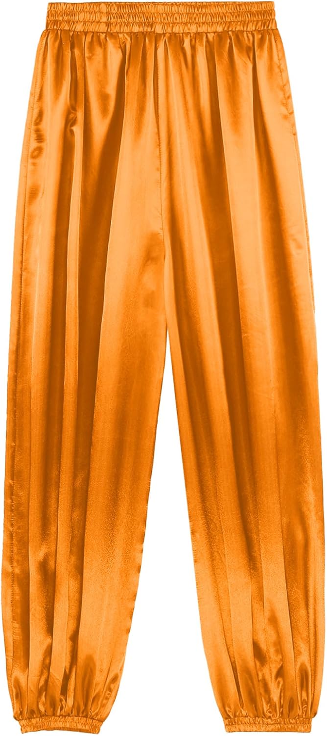 TTAO Men Arabian Prince Costume Satin Pants Loose Bloomers Trousers Belly Dance Harem Pants