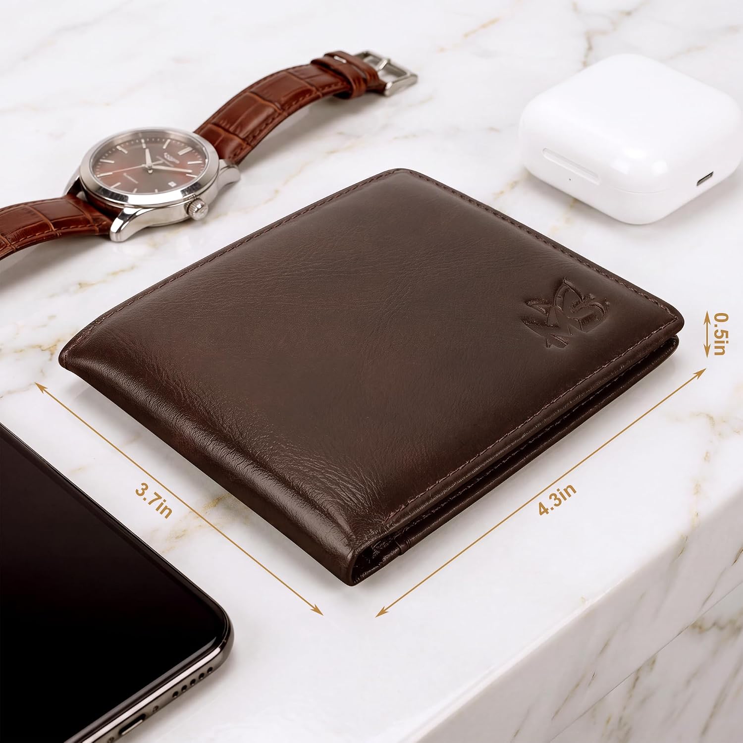 Slim Leather Wallets for Men Bifold with RFID Blocking, Brown image 5