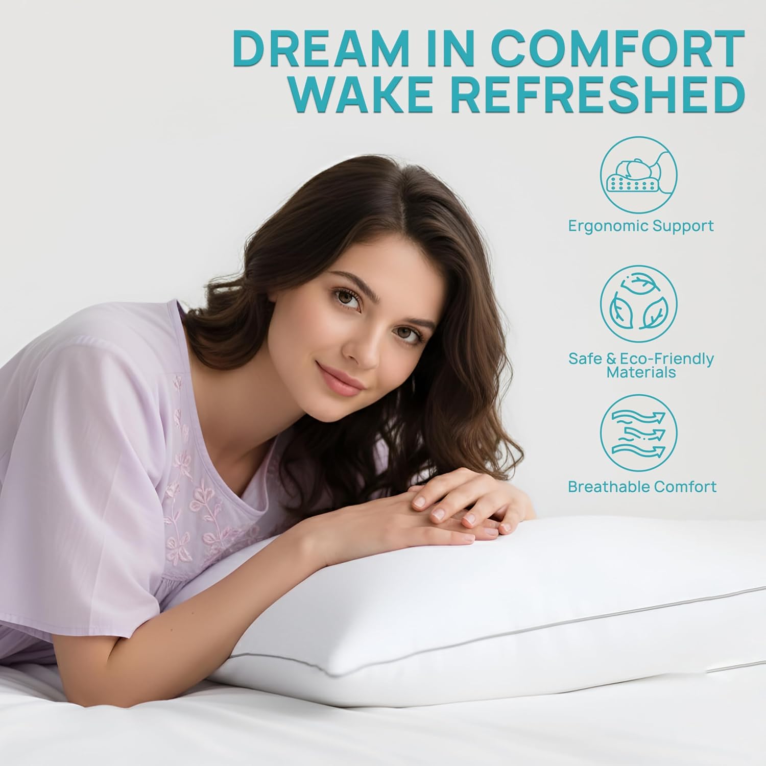 Luxury Hotel Collection Bed Pillows Standard/Queen Size Set of 4 - Original Soft Down Alternative Pillow for Sleeping - Soft Support for Back, Stomach or Side Sleepers - Breathable & Cooling Effect