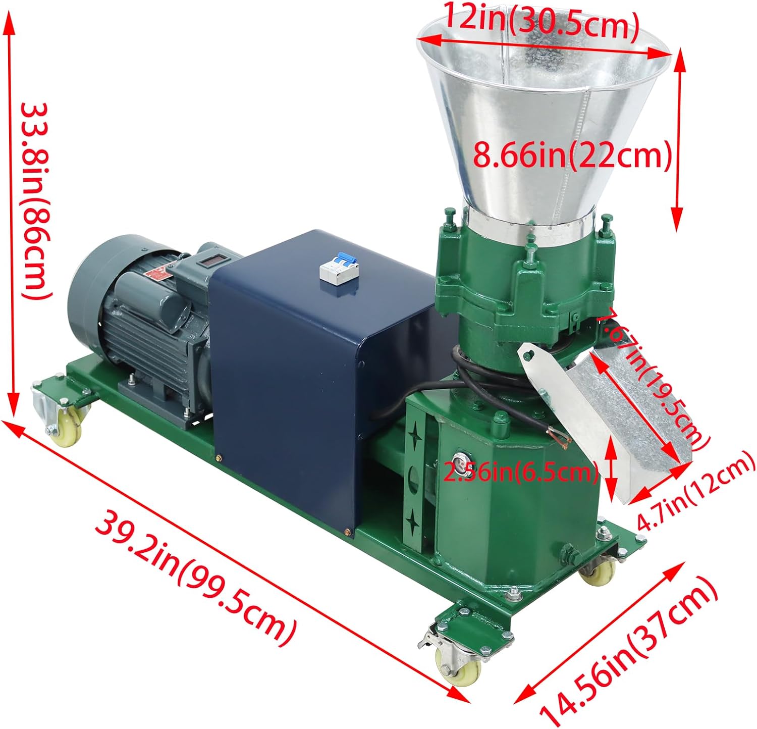 INTSUPERMAI Just Body Animal Feed Pellet Mill Machine with 4 Head Rollers Round Inlet Animal Food Maker Feed Granulator Machine Pellet Mill Machine for Fish Chicken Duck Rabbit 220V 4.5KW 150-200KG/H