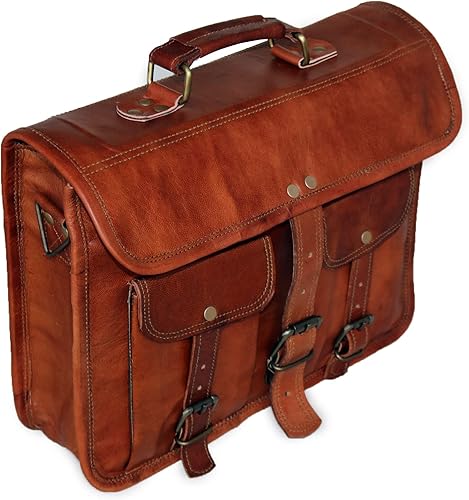 Miniatura 3 de Jaald Bolsa de mensajero grande de cuero genuino para portátil de hasta 14 pulgadas