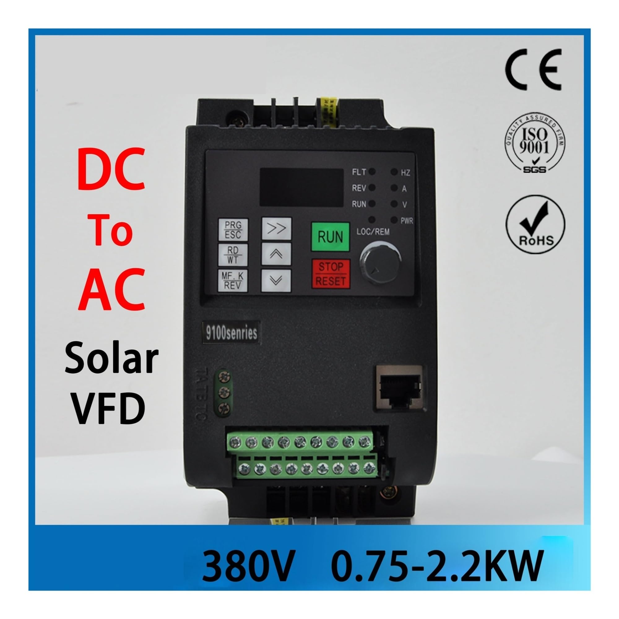 VFD Inverter Solare fotovoltaico, convertitore trifase CC-CA 220 V/380 V 0,75 kW/1,5 kW/2,2 kW/4 kW con Controllo MPPT, Pompa Solare VFD(7.5kw10HP,DC400V-700VAC380V)