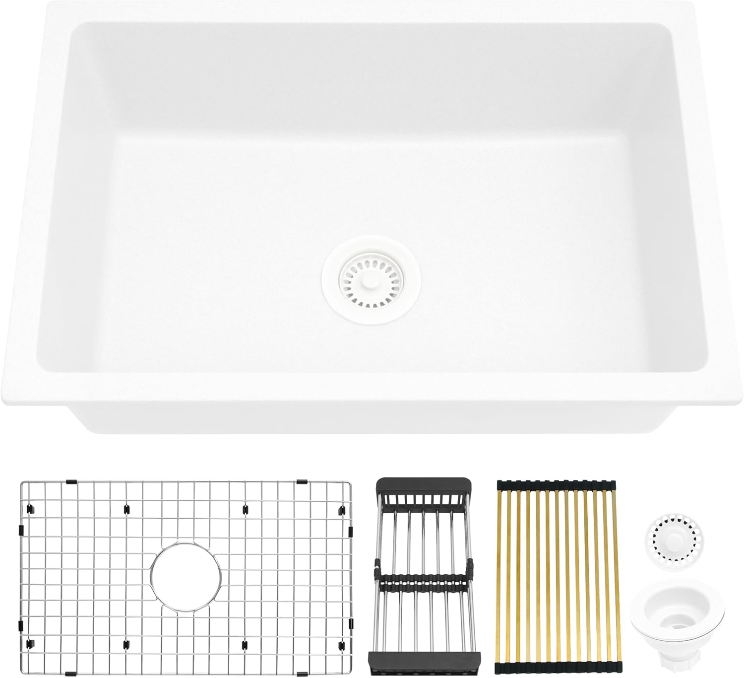 MILOSEN White Undermount Kitchen Sink 28 Inch, White Sink Kitchen