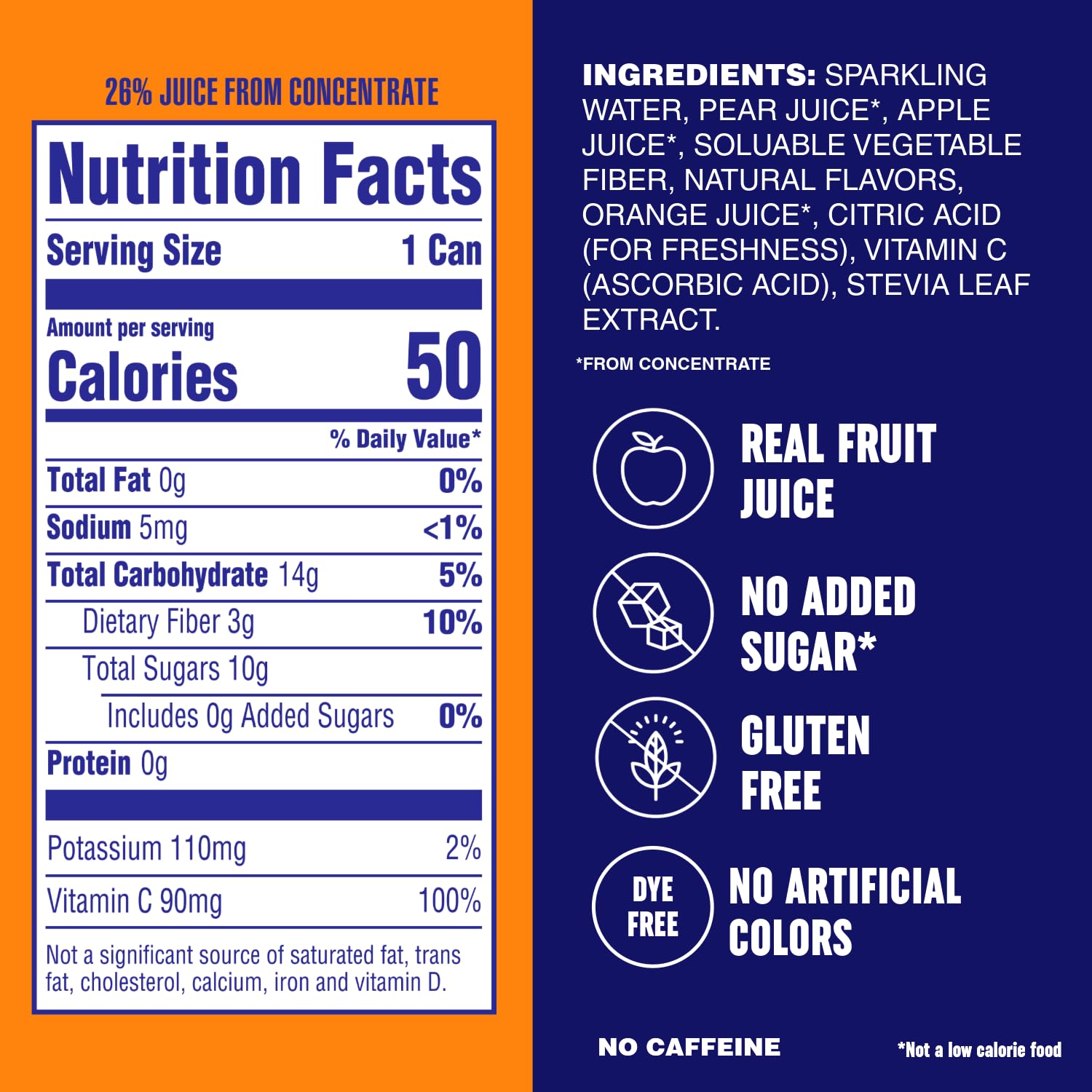 PLEZi FiZZ Orange Mango Sparkling Juice - Healthy Soda Alternative with Real Fruit Juice, No Added Sugar - Low Sugar Sparkling Drink - Good Source of Fiber, 12 Fl Oz (12 Pack)