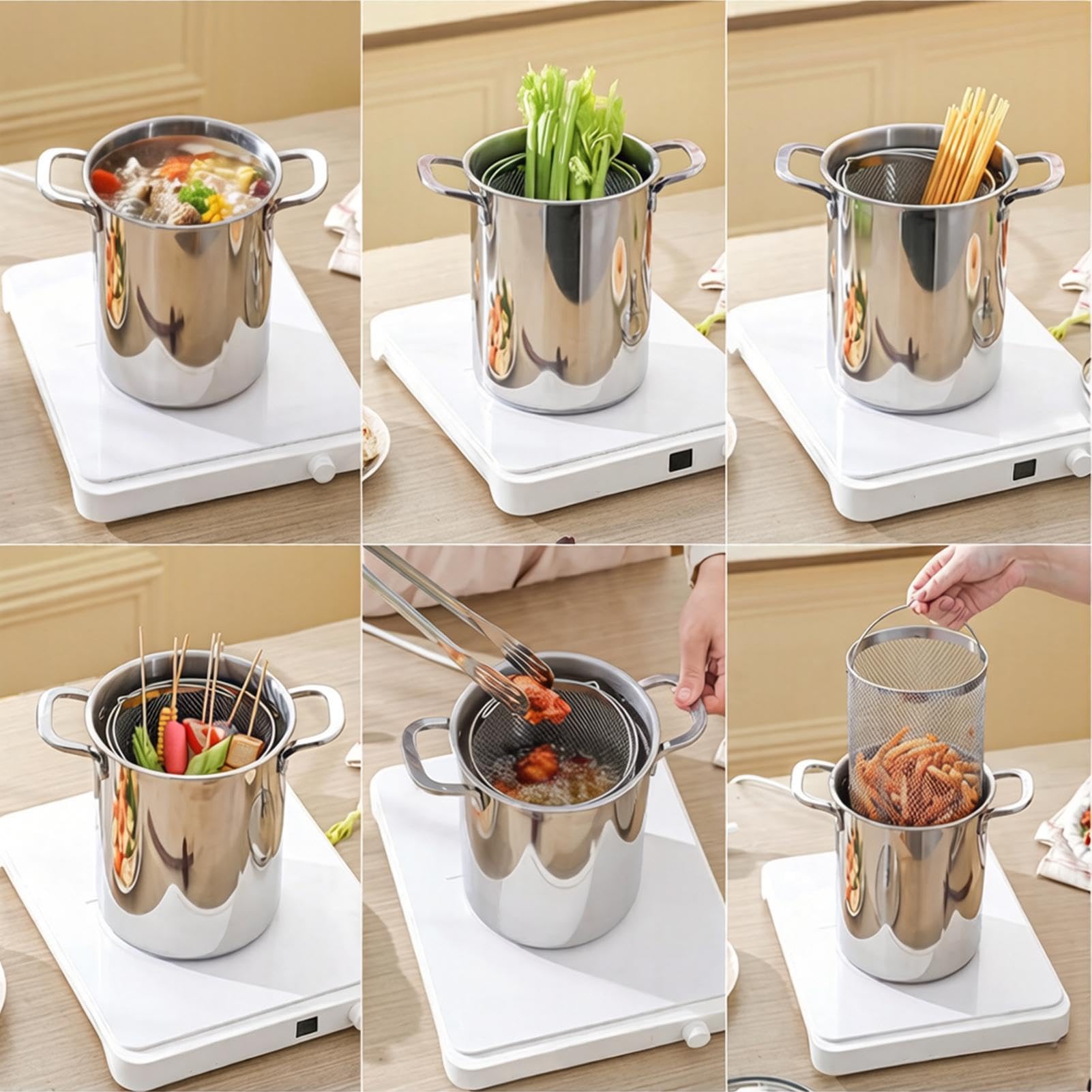 Pentola Pasta in Acciaio Inossidabile Utensile da Cucina da 4 L | Set Pentola per Bollire Pasta Per Chef Genitori Preparazione Pasti Feste Riunioni Vacanze Eventi Formali Appartamenti