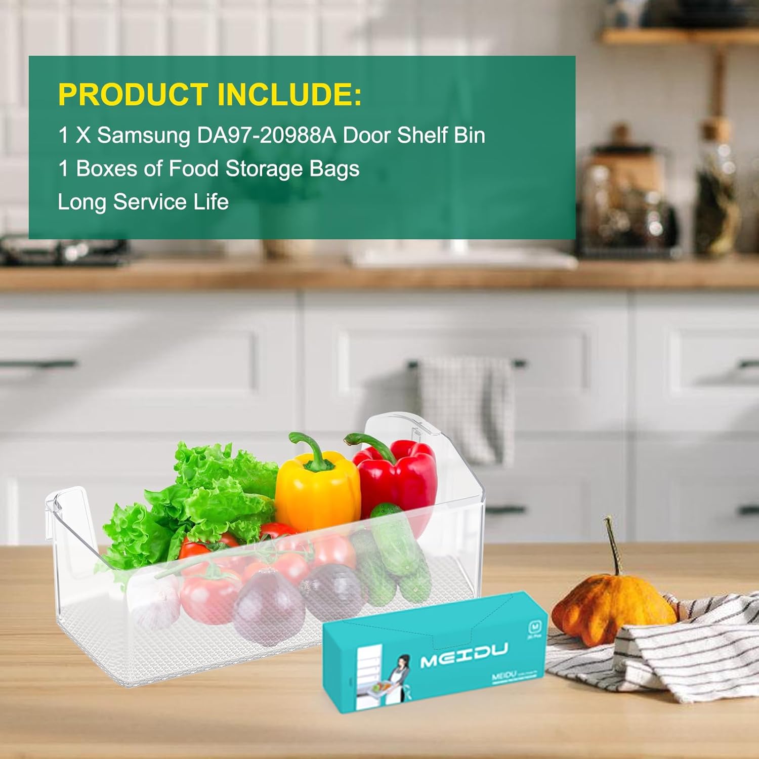UPGRADED DA97-20988A Refrigerator Door Bin Shelf Replacement for Samsung Refrigerator Right Door Shelves Parts RF27T5501SR, RF27T5501SG, RF28T5F01SR, RF28T5F01SG Fridge Shelf