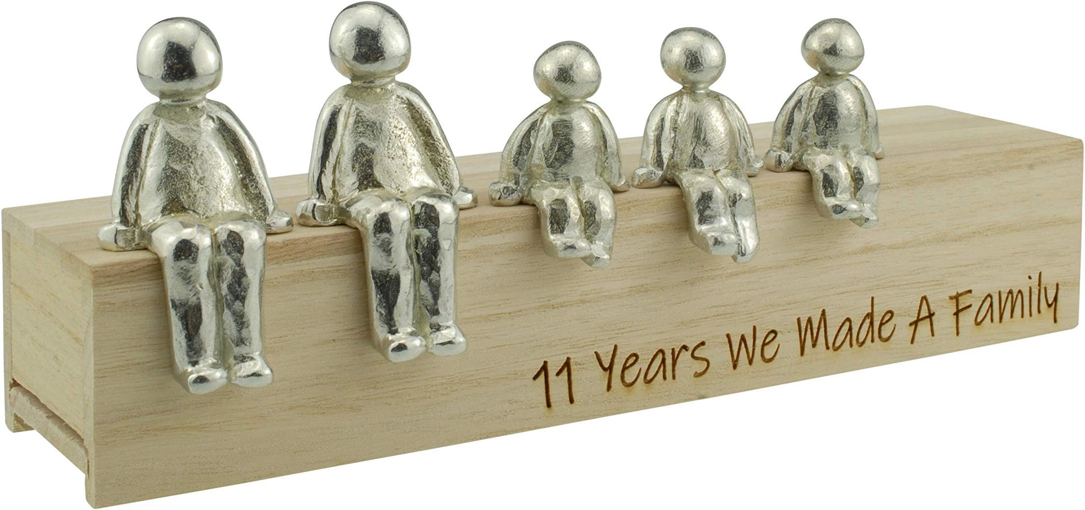 11th Anniversary Idea - 11 Years We Made A Family Metal Ornament - Choose Your Family Combination (3 Children)