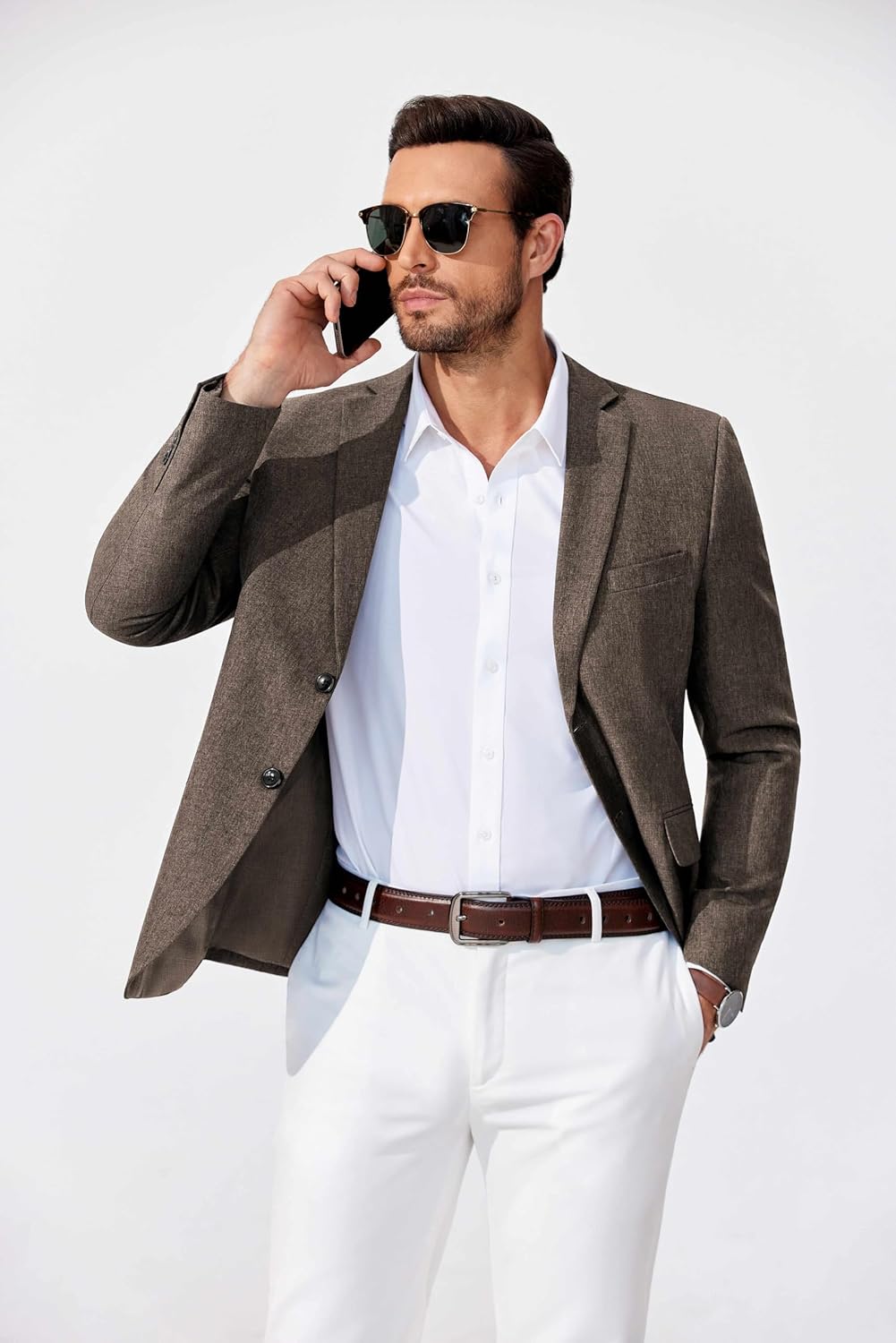 COOFANDY Mens Sports Coats Brown Blazer Jacket Casual Two Button Suit Jackets, Brown, XL - Image 2