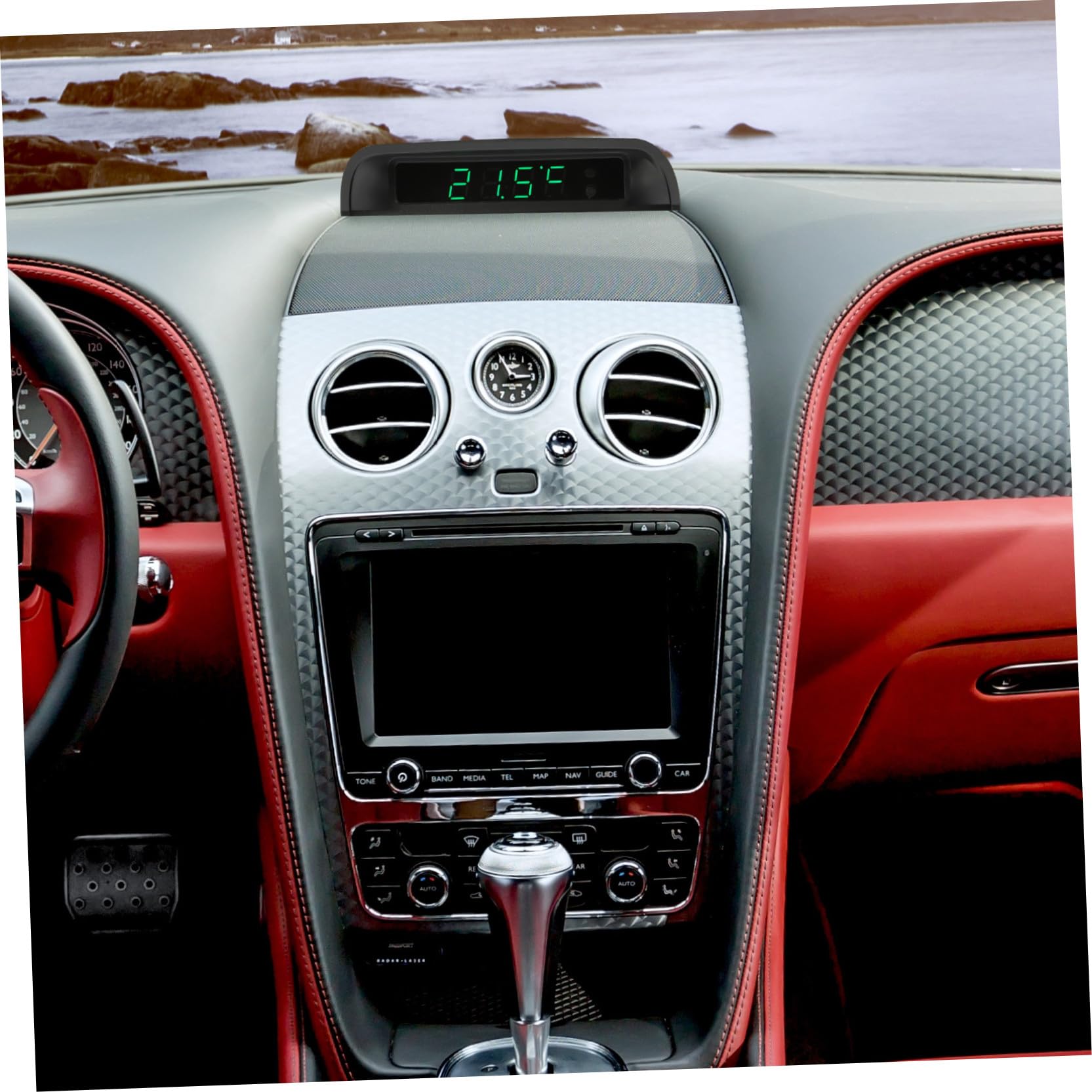 ULTECHNOVO 2 Piezas reloj electronico solar reloj automático decoración del reloj del coche termómetro coche termometro para coche relojes termómetro digital desk clock reloj de vehiculo