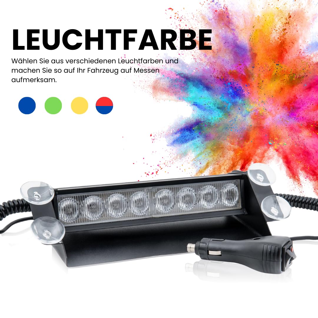 Raptors LED Technik Frontblitzer Shark 8W Scheibenblitzer für Show Cars | Scheibenblitzer 12V | Dash Light | Fake Polizei | Kennleuchte | Fake Blaulicht (Blau)