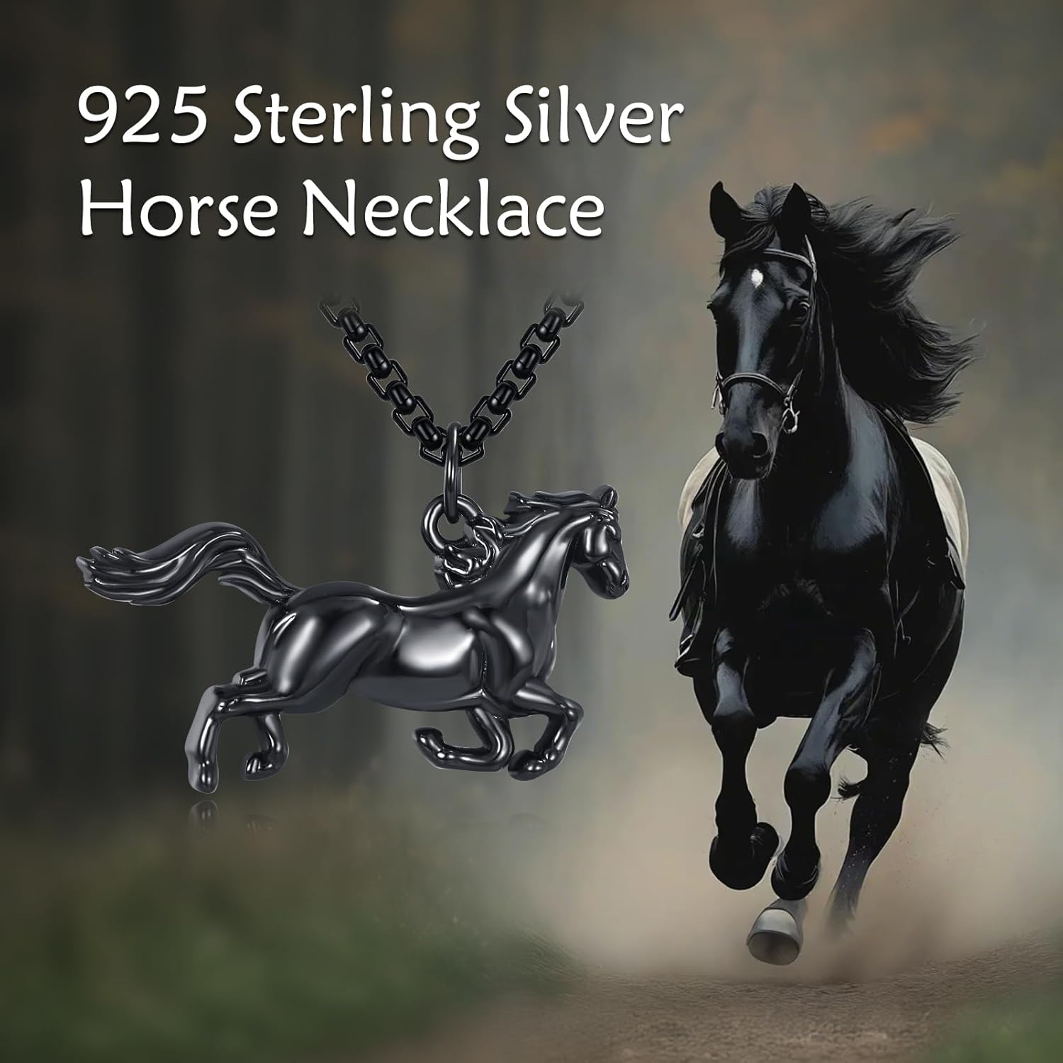 Horse Necklace 925 Sterling Silver Horse Pendant Jewelry Gifts for Men Women - Image 3