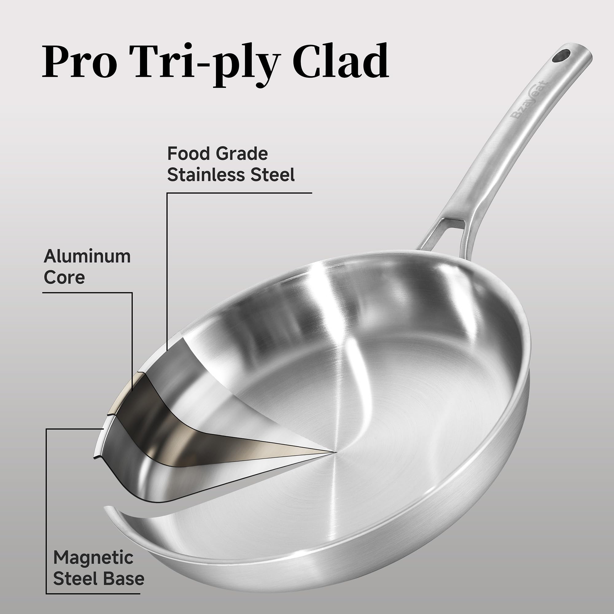 Bzayeat 12" Stainless Steel Frying Pan -2
