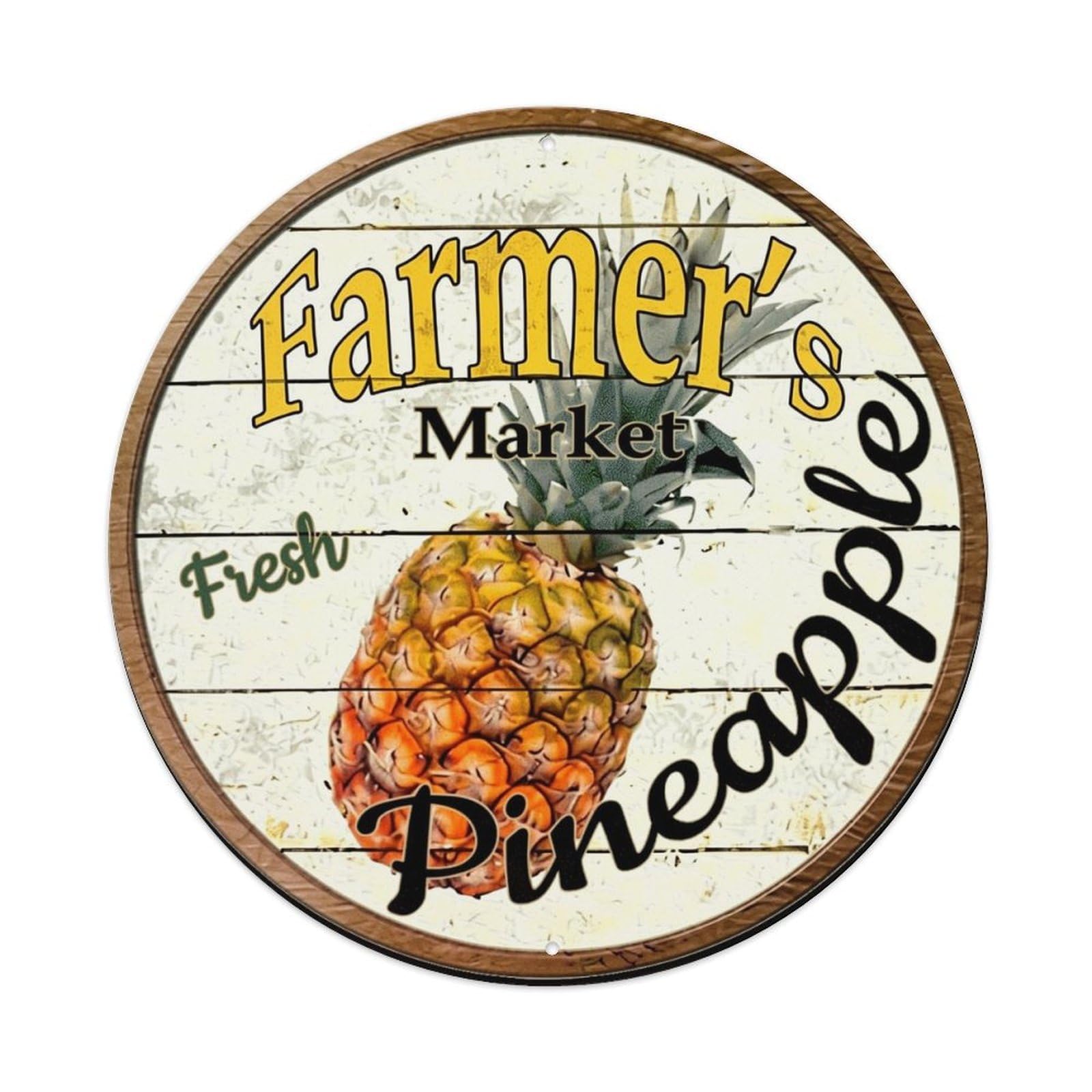 Jdyansheng Vintage Farmer S Market Fresh Pineapple Tin Sign Metal Poster Metal Signs For Home Man Cave Bar Cafe Kitchen Laundry Room Wall Decorations 8X8 Inches