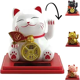 Gato da Sorte Japones, Maneki Neko, Gato da Sorte JIA23043. O Gatinho da Sorte Japonês é Um Símbolo de Boas-vindas, Boa Sorte e Riqueza na Cultura Japonesa, Atrai Riqueza e Fortuna!