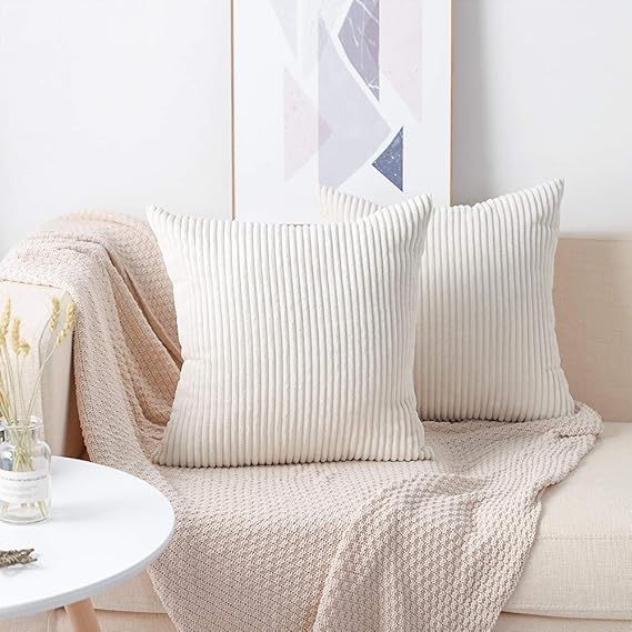 Artscope Set of 2 Decorative Cushion Covers 45 x 45 cm Corduroy Pure