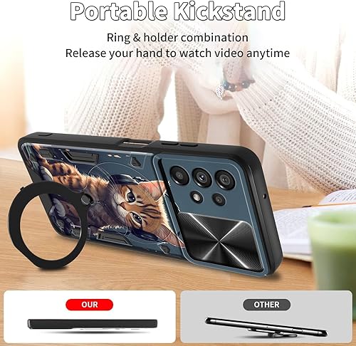 Vista 427 de Funda protectora híbrida para Samsung Galaxy A53 5G de 6.5 pulgadas y anillo giratorio de 360 grados, función atril, híbrida, de doble capa