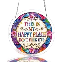 Acrylic Jigsaw Puzzle Suncatcher 8.9 in, Happy Place Puzzle Suncatcher for Adult, DIY Suncatcher Puzzle Kit, Home Garden Decor Gift Family Friend