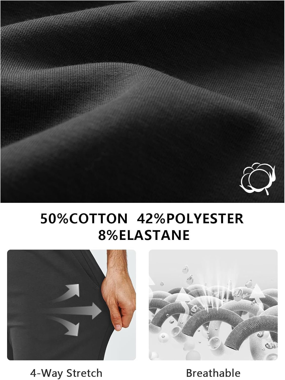 NORTHYARD Men's Yoga Casual Sweatpants Cotton Athletic Lounge Pants Open Bottom Loose Exercise Straight Leg Pant with Pockets - Image 5