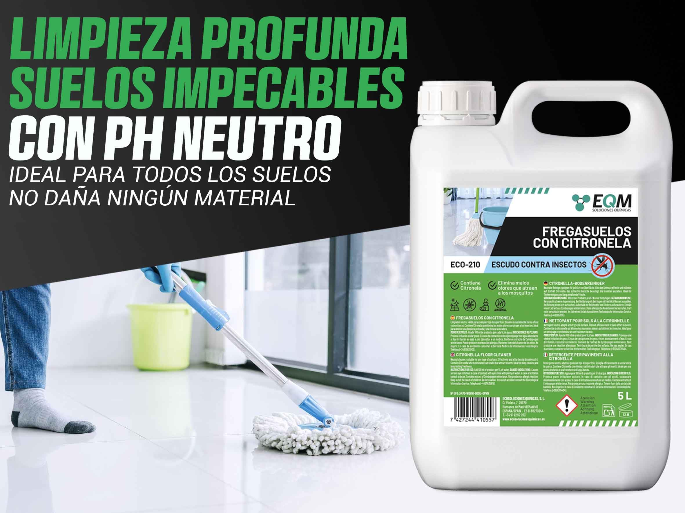 EQM ECO-210 Fregasuelos Citronela 5L Repelente Natural