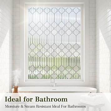 Lifetree Leaded Reeded Glass Window Film Privacy, Frosted, 44.5x200cm