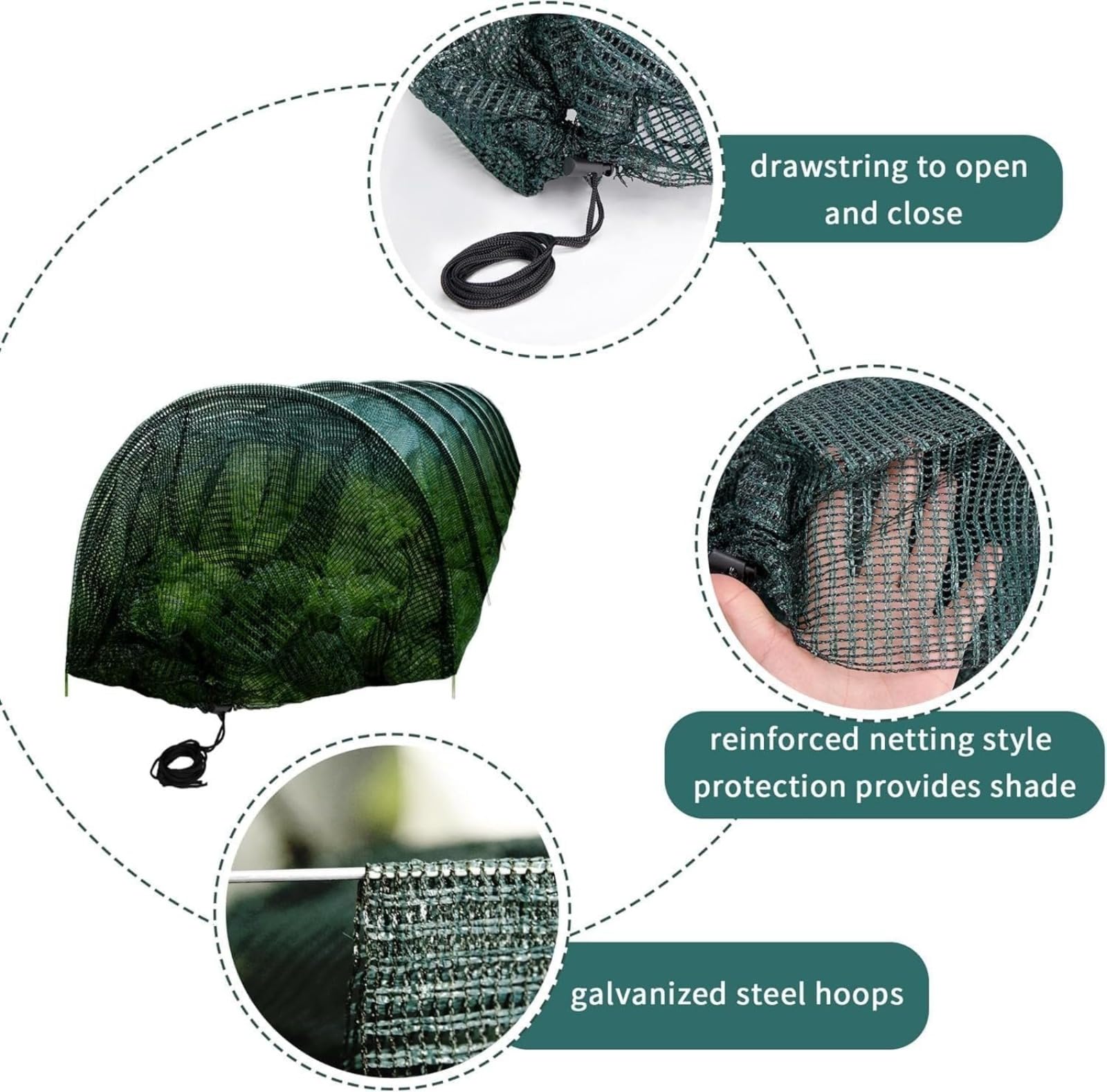 Générique Tunnel de Jardin en Maille, Tunnel de Plantation agricole, 300 x 45 x 45 cm, Résistant au Gel, Protection Contre Les intempéries pour Jardin Potager Protection Contre Le Gel Serre