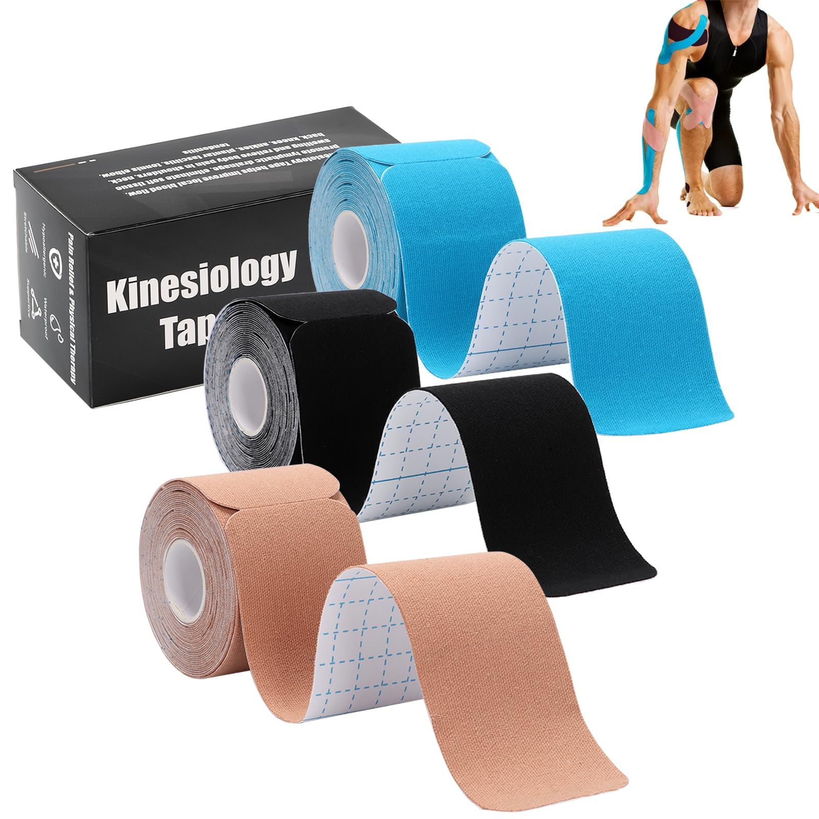 Kinesiology Tape Precut Waterproof Sports Tape for Body Muscle Support Elastic Muscle Tapes Physio Tape Muscle Tape for