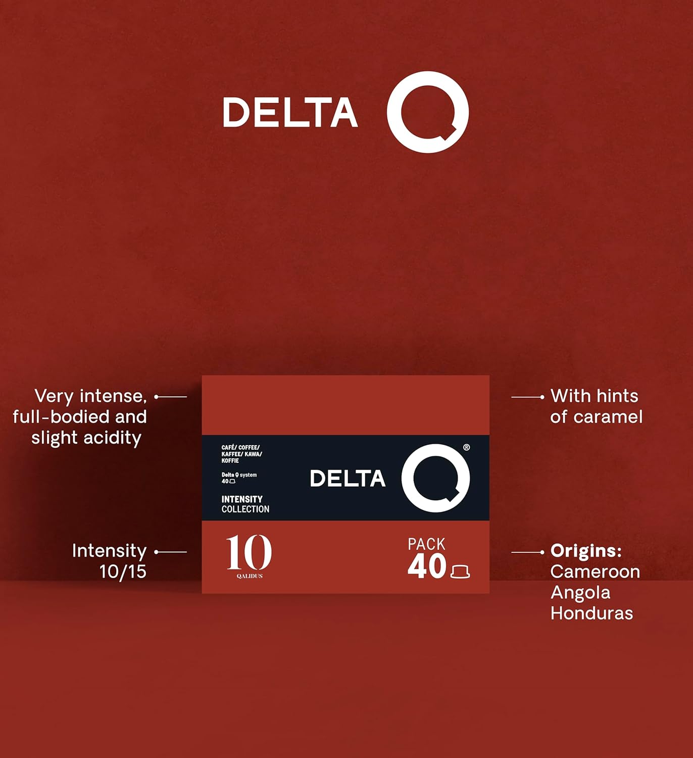 Delta Q Espresso Pods for Delta Q machines, Qalidus - Intensity 10, Notes of Caramel, XL Pack - 40 Capsules