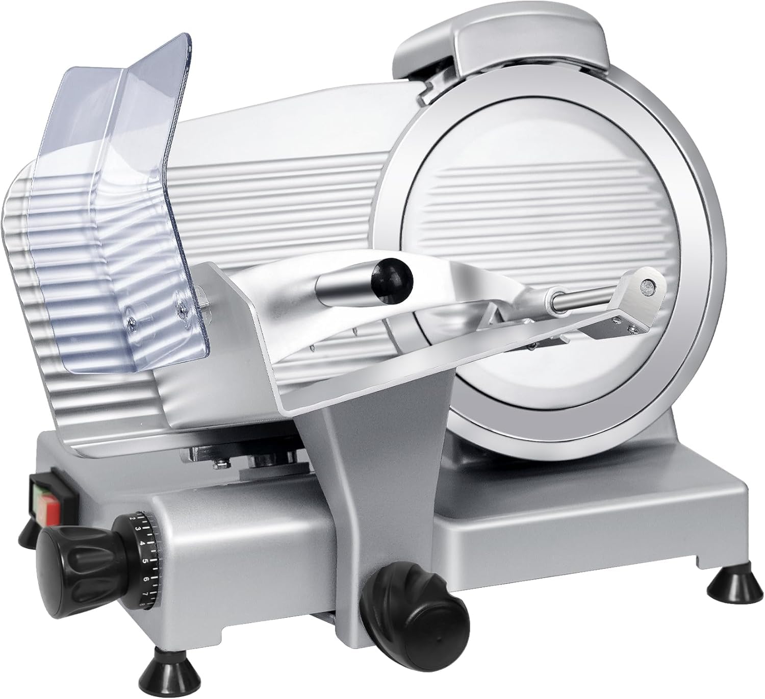 10” Commercial Meat Slicer Machine - Frozen Meat Deli Slicer with Chromium-plated Steel Blade, 0-15mm Adjustable Thickness, Built-in Sharpener, 340W Food Slicers for Meat, Cheese, Bread