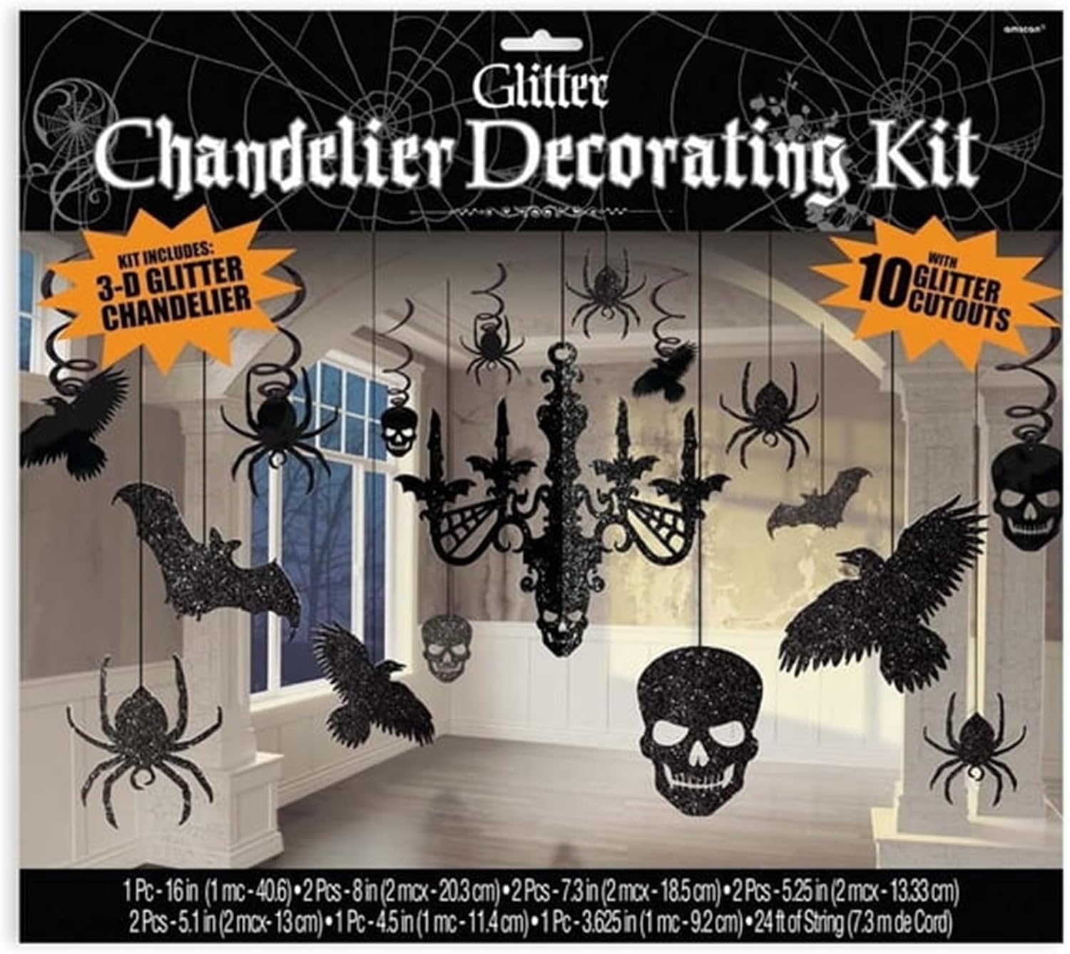 Amscan | Party Decoration | Halloween Glitter Paper Chandelier Decorating Kit | 17 in a Package