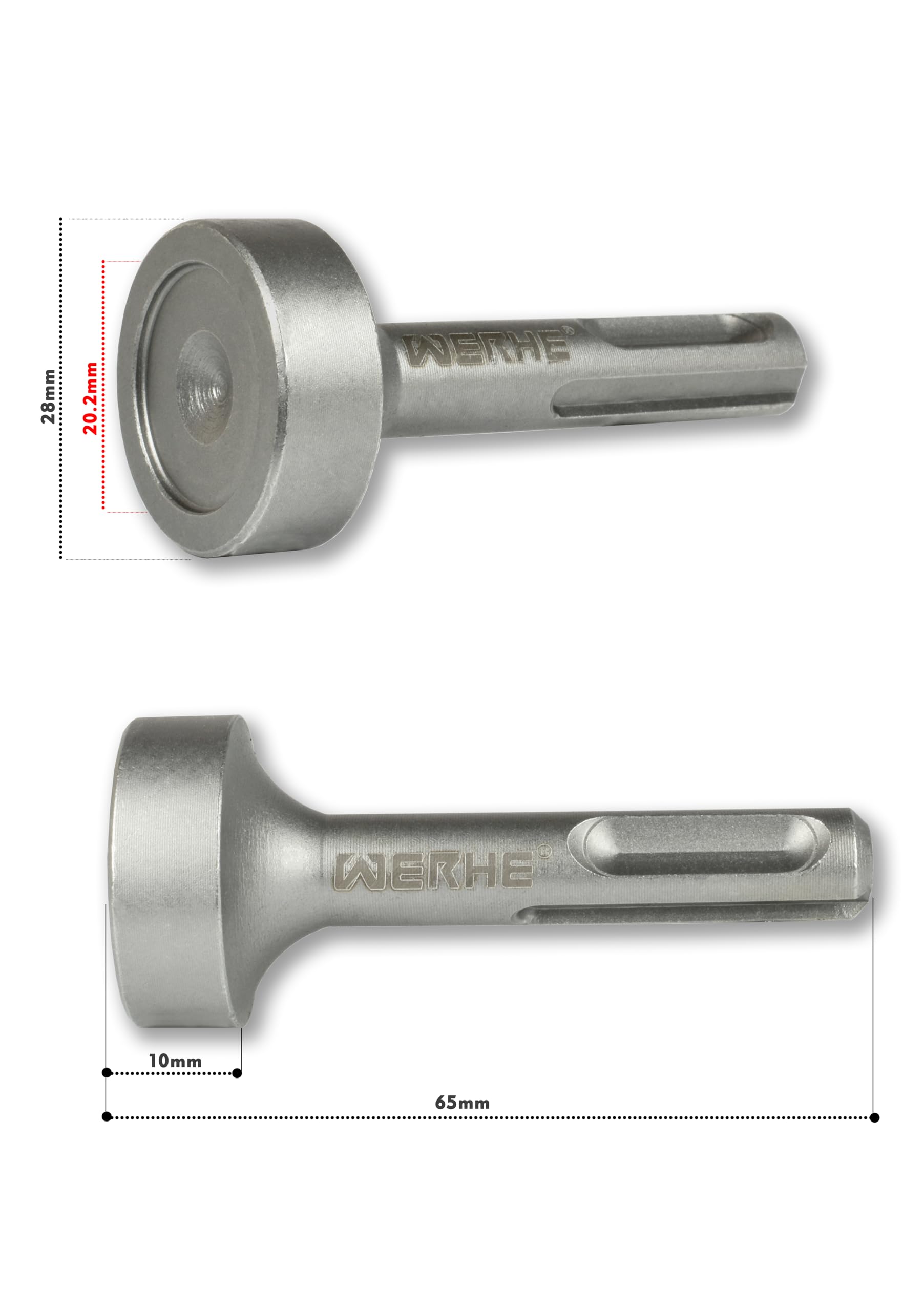 WERHE Nail Driver SDS Plus 20,2 mm, Robust Driving Aid Made of Chrome-Vanadium Steel for Rotary Hammers - Image 2