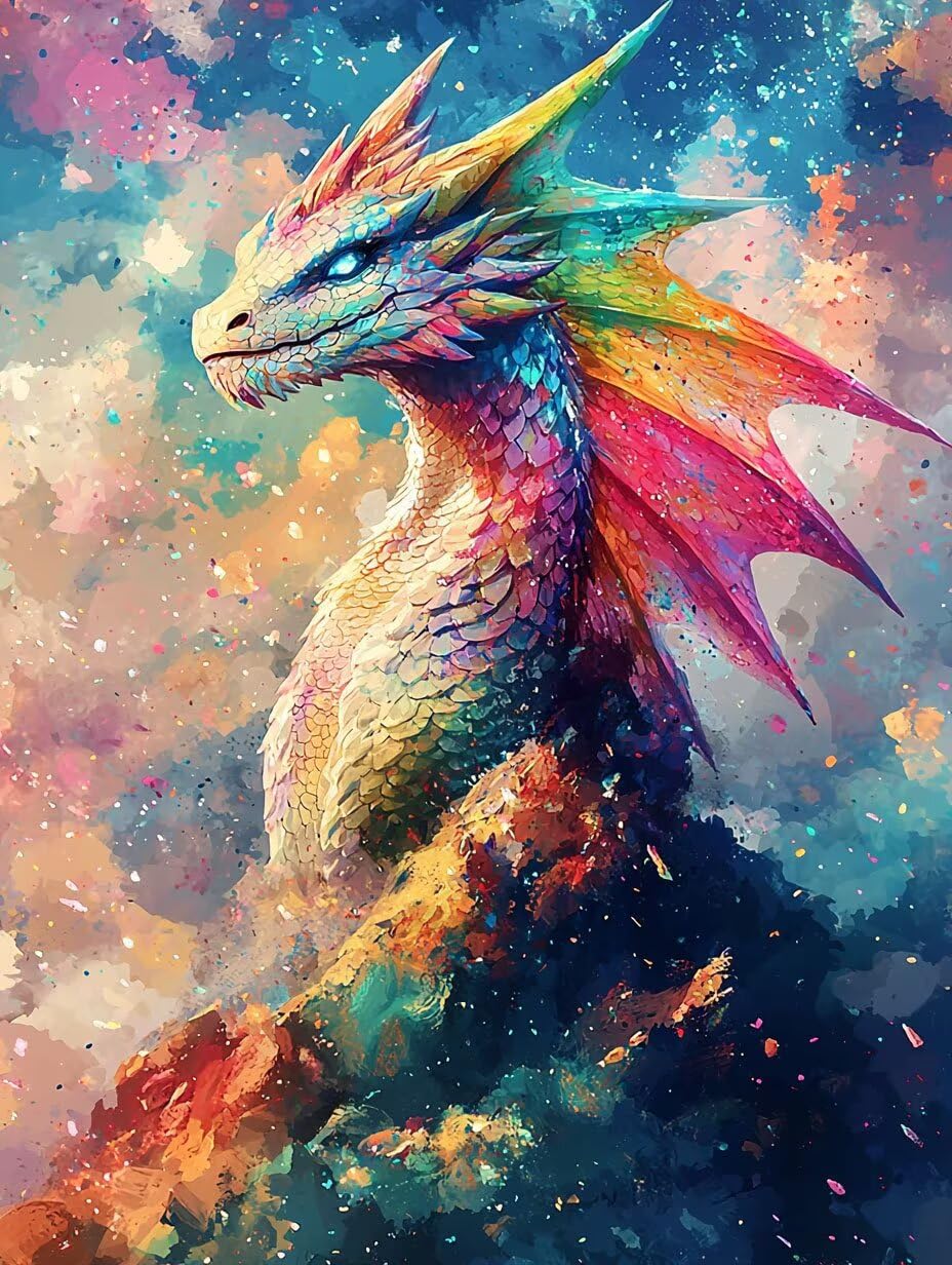 WEISHIWE Drago colorato Dipingere con i Numeri per Adulti, 70x90cm a-52 | Paint by Numbers Kit con Pennelli e Acrilico Pigmento, Fai da te Olio La Pittura di Numeri Kit, Decora la Casa, senza Cornice
