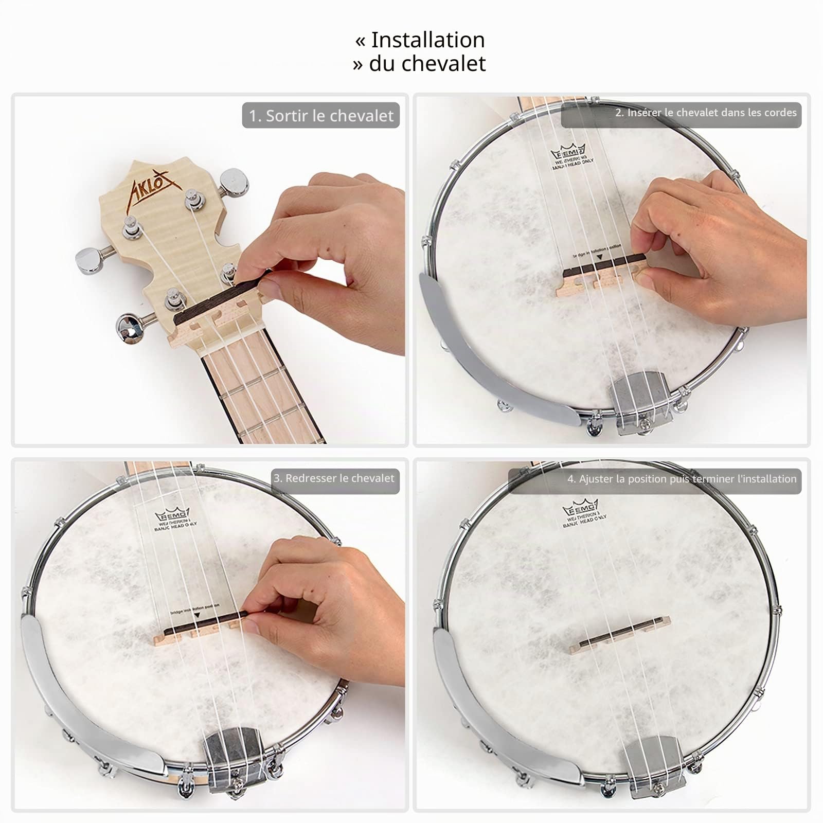 Aklot Banjolele,4 Saiten Banjo-Ukelele 23 Zoll Konzert Remo Trommelkopf, offener Rücken, Ahornkorpus 1:15, Advanced Tuner mit Zwei-Wege-Halsstab,Gigbag Tuner Saitengurt Plektren