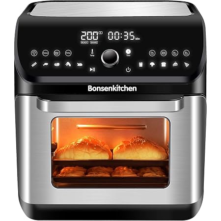 Bonsenkitchen Freidora sin Aceite 10L, 1500W Horno de Aire con 10  programas, Pantalla LED Táctil, Temperatura y Tiempo ajustable, Freidora de  Aire Caliente con 6 Accesorios Gratis y Recetas : Amazon.es: Hogar
