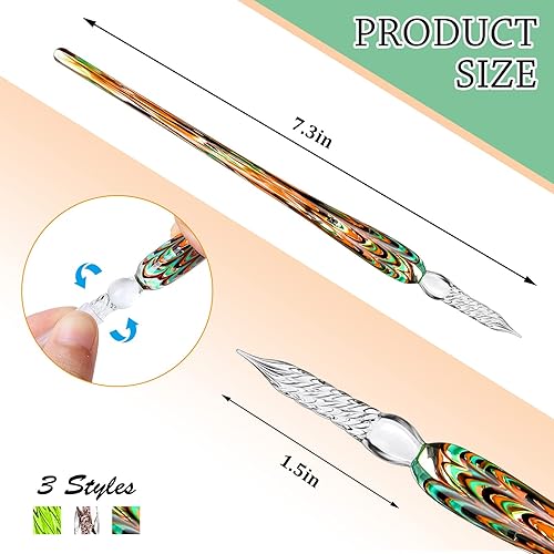 Miniatura 9 de Zonon 6 bolígrafos de inmersión de vidrio hechos a mano con firma de cristal para caligrafía, bolígrafo vintage de tinta de inmersión de