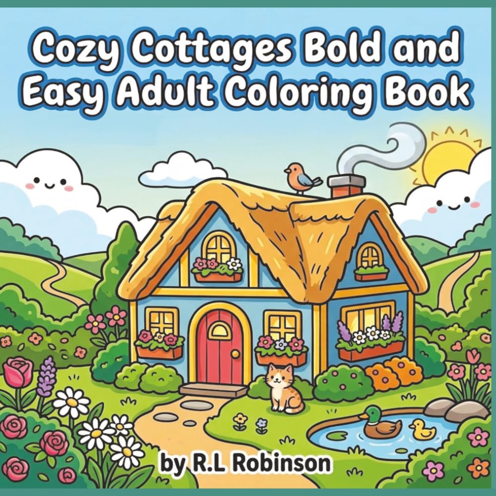 Cozy Cottages Bold and Easy Adult Coloring Book: Charming and Relaxing Cottage Scenes with Cozy Homes, Gardens, and Peaceful Countryside Views | ... Adults and Seniors | Traveling | Perfect Gift